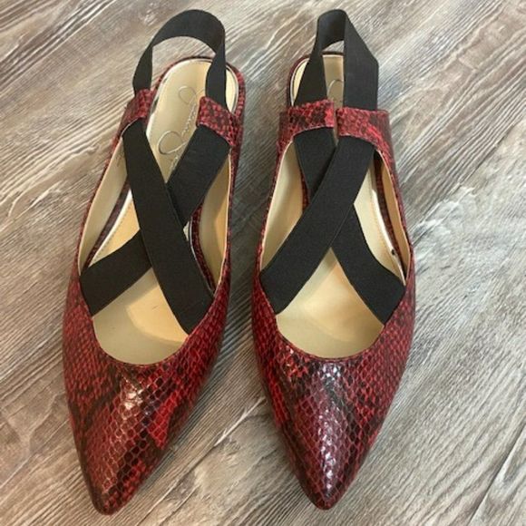 Jessica Simpson Shoes - Jessica Simpson Red Snakeskin Lurina Flats Size 9